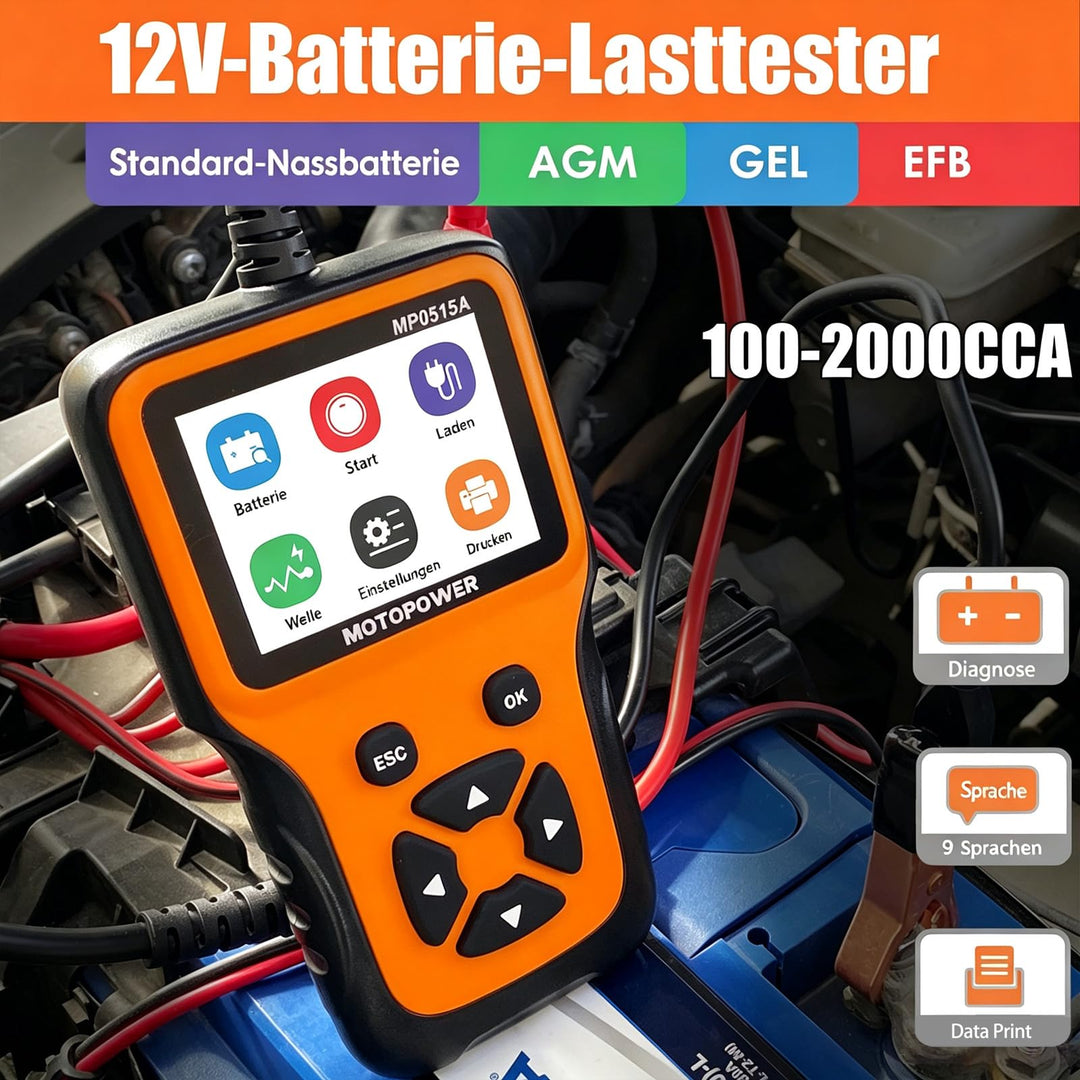 Autobatterietester 12V 100-2000 CCA mit LCD-Display und Lichtmaschinenprüfung - Bild 6