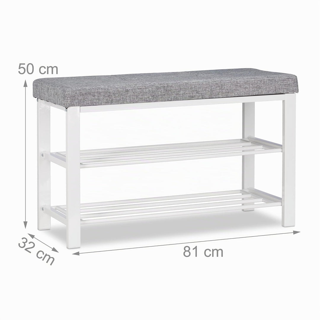 Schuhbank mit Polster 2 Ebenen Metall Flur 50x81x32 cm grau - Bild 4
