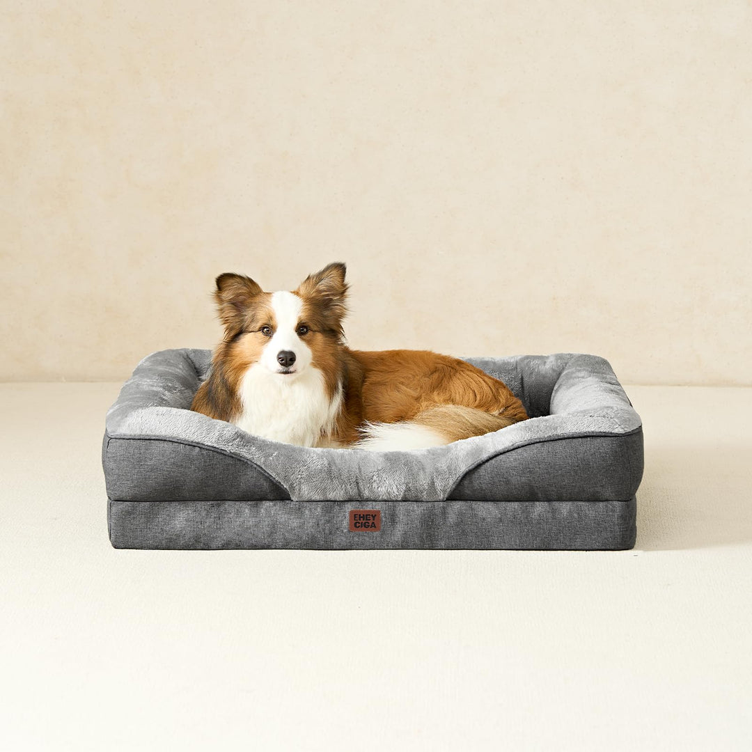 Orthopädisches Hundebett mit 4 Rändern Memory Foam 104x68cm Grau - Bild 8