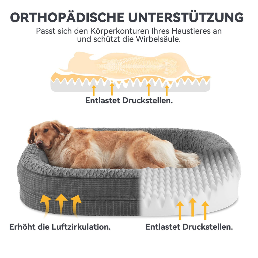 Orthopädisches Hundebett 89x63cm Memory-Schaum mit 360° Polsterung - Bild 2
