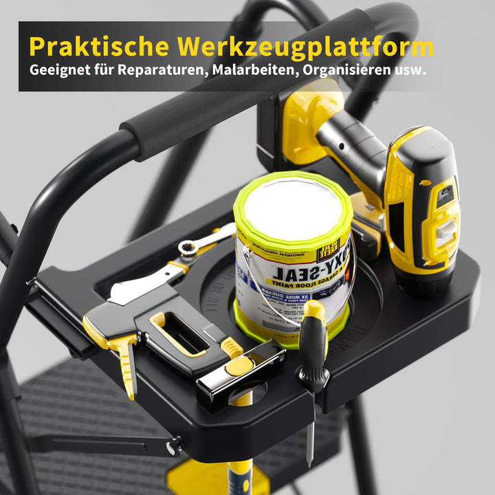 Klapptreppe 5 Stufen mit Werkzeugablage und 3 Handläufen - Bild 5