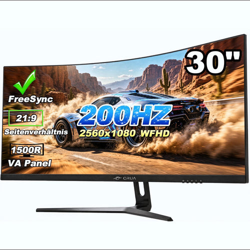 Curved Gaming Monitor 30 Zoll WFHD 165Hz/200Hz 1500R VA-Panel