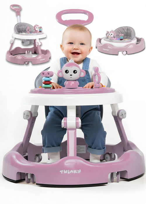 Lauflernwagen mit Spielset und Bodenmatte 4-fach verstellbar Rosa