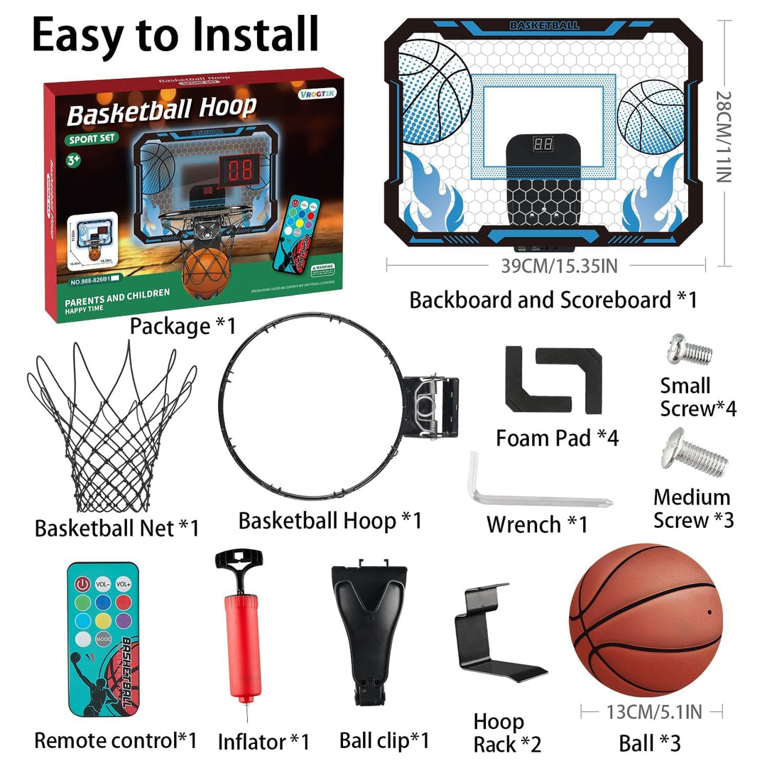 Indoor-Basketballkorb Kinder mit LED-Beleuchtung &amp; Anzeigetafel, 3 Modi - Bild 7
