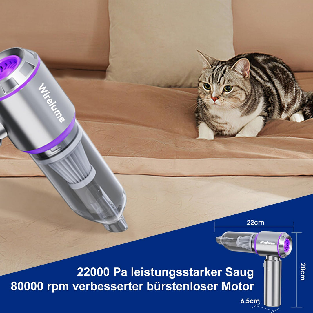 Handstaubsauger Akku kabellos 22.000 Pa 4-in-1 für Auto &amp; Tierhaare - Bild 2