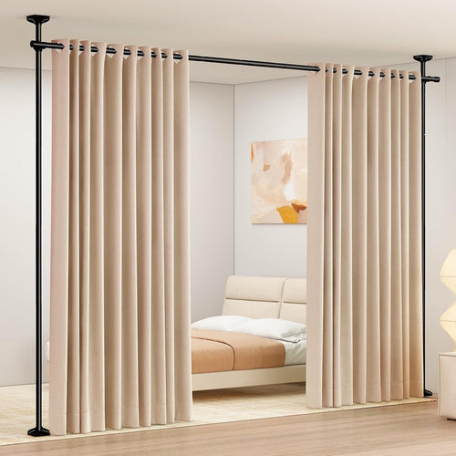 Raumteiler Gardinenstange freistehend Metall 227–312 cm höhenverstellbar