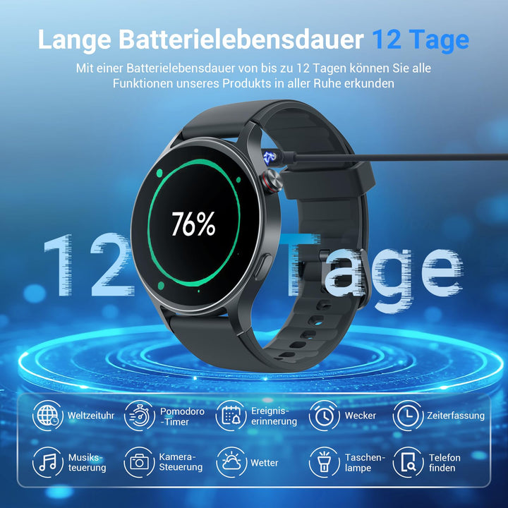 Smartwatch mit Telefonfunktion 1,32" AMOLED 110+ Sportmodi 3ATM - Bild 6