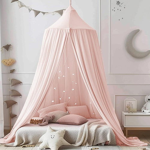 Betthimmel Kinderzimmer Stoff blassrosa 280cm Höhe für Bett und Leseecke