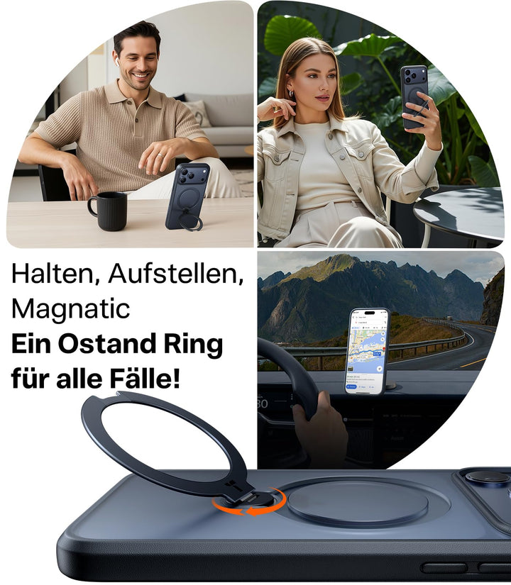 iPhone 17 Pro Hülle mit 360° MagSafe-Ständer stoßfest Schwarz - Bild 3