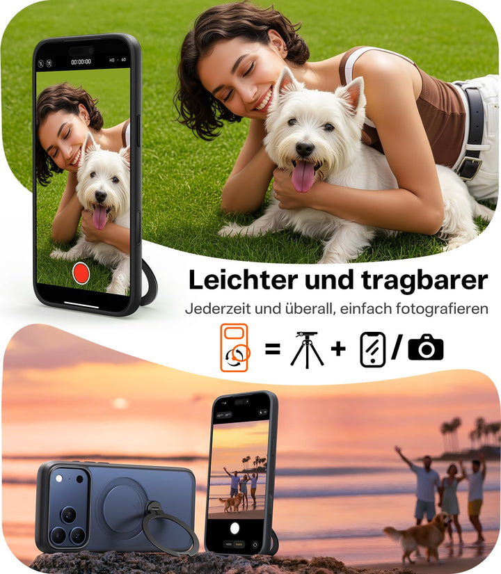 iPhone 17 Pro Hülle mit 360° MagSafe-Ständer stoßfest Schwarz - Bild 8