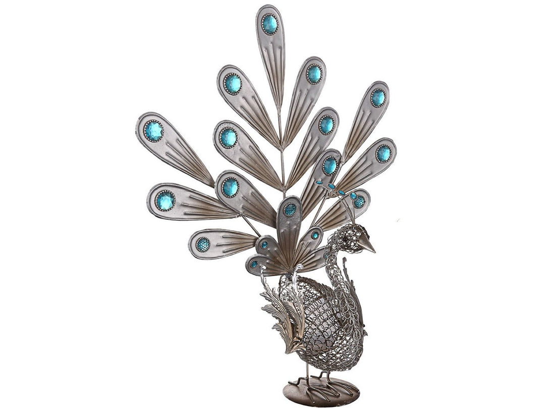 Solar Gartenleuchte Pfau Metall kupfer mit LED 56,8 cm IP44