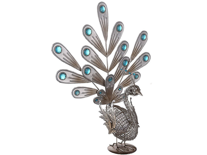 Solar Gartenleuchte Pfau Metall kupfer mit LED 56,8 cm IP44