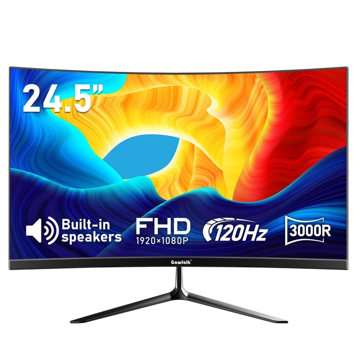 Curved Gaming Monitor 24,5 Zoll Full HD 120Hz mit Lautsprechern
