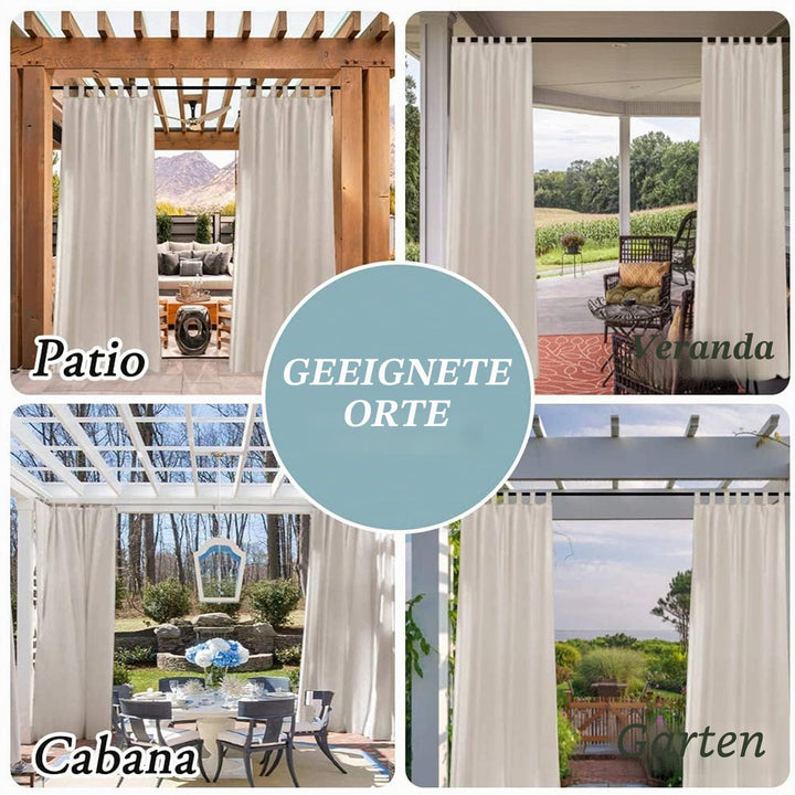 Outdoor Vorhänge Leinen 2er-Set 132x213 cm für Terrasse und Pergola - Bild 6