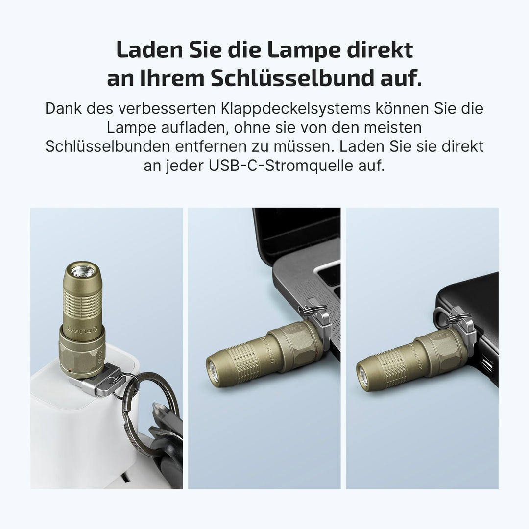 Mini Taschenlampe Schlüsselbund USB-C aufladbar 80 Lumen Aluminium - Bild 4