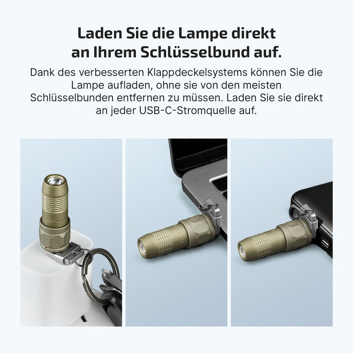 Mini Taschenlampe Schlüsselbund USB-C aufladbar 80 Lumen Aluminium - Bild 4