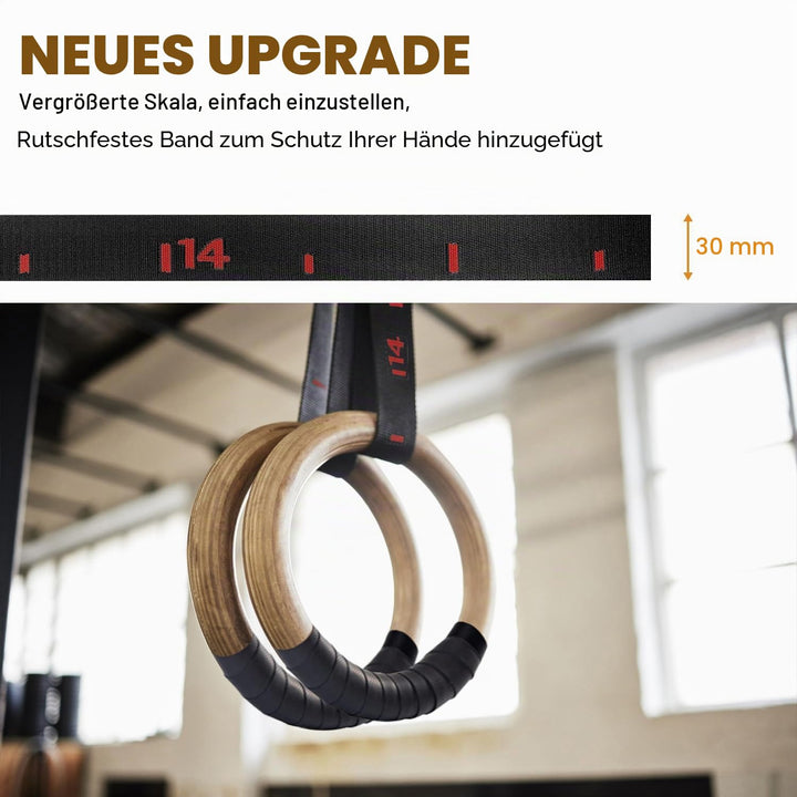 Turnringe Holz 32mm mit Nylongurten 4.5m Fitness Calisthenics - Bild 2