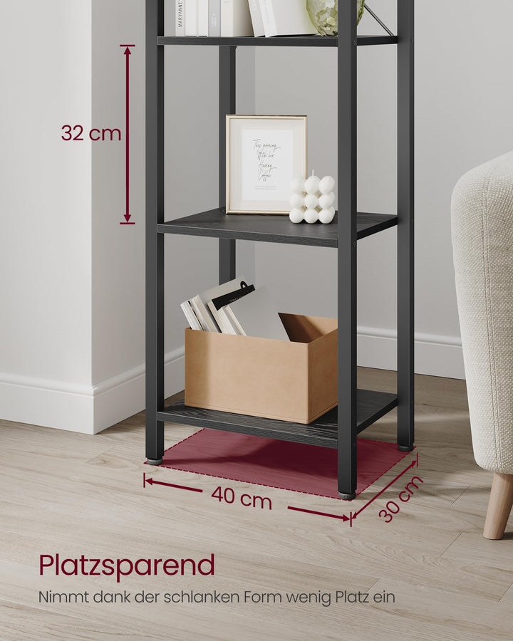 Bücherregal Industrial 6 Ebenen Stahl-Holz schmal 186 cm - Bild 4