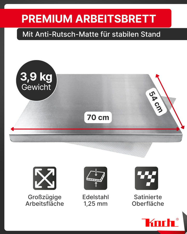 Arbeitsplatte Edelstahl 70x54 cm mit Anschlagkante Schneidebrett - Bild 6