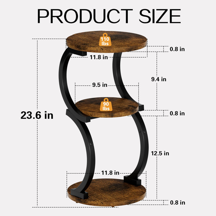 Beistelltisch Rund 3-stufig Holz Metall Industrie-Design 30x60cm