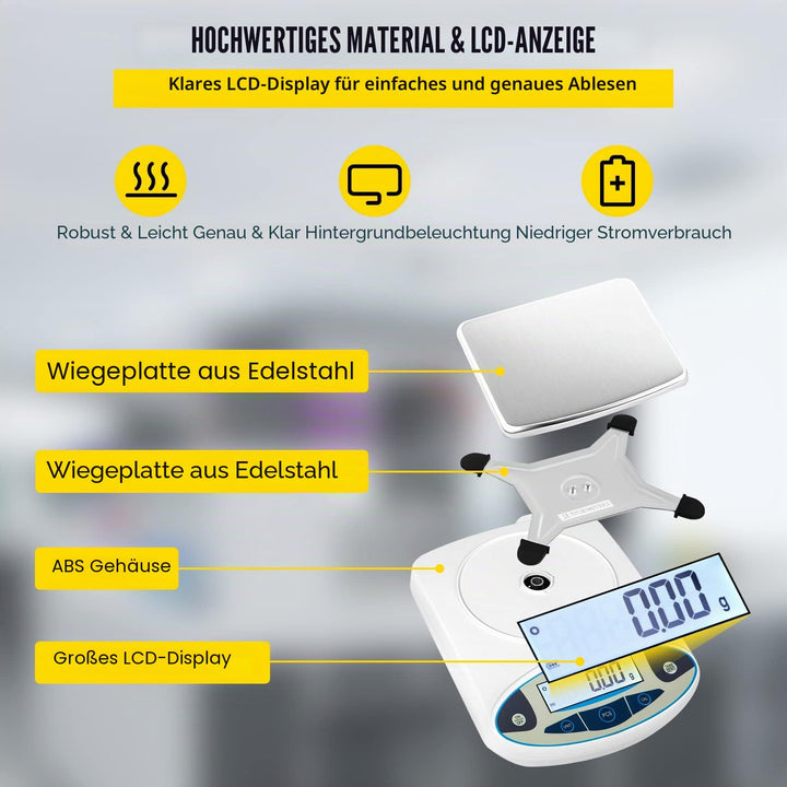 Digitalwaage Präzision 5000g / 0,01g mit LCD und 13 Einheiten - Bild 5