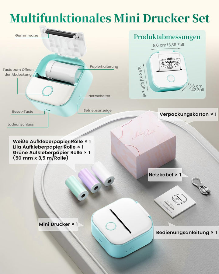 Thermodrucker Mini Tintenfrei Bluetooth für Smartphone Aufkleber - Bild 9