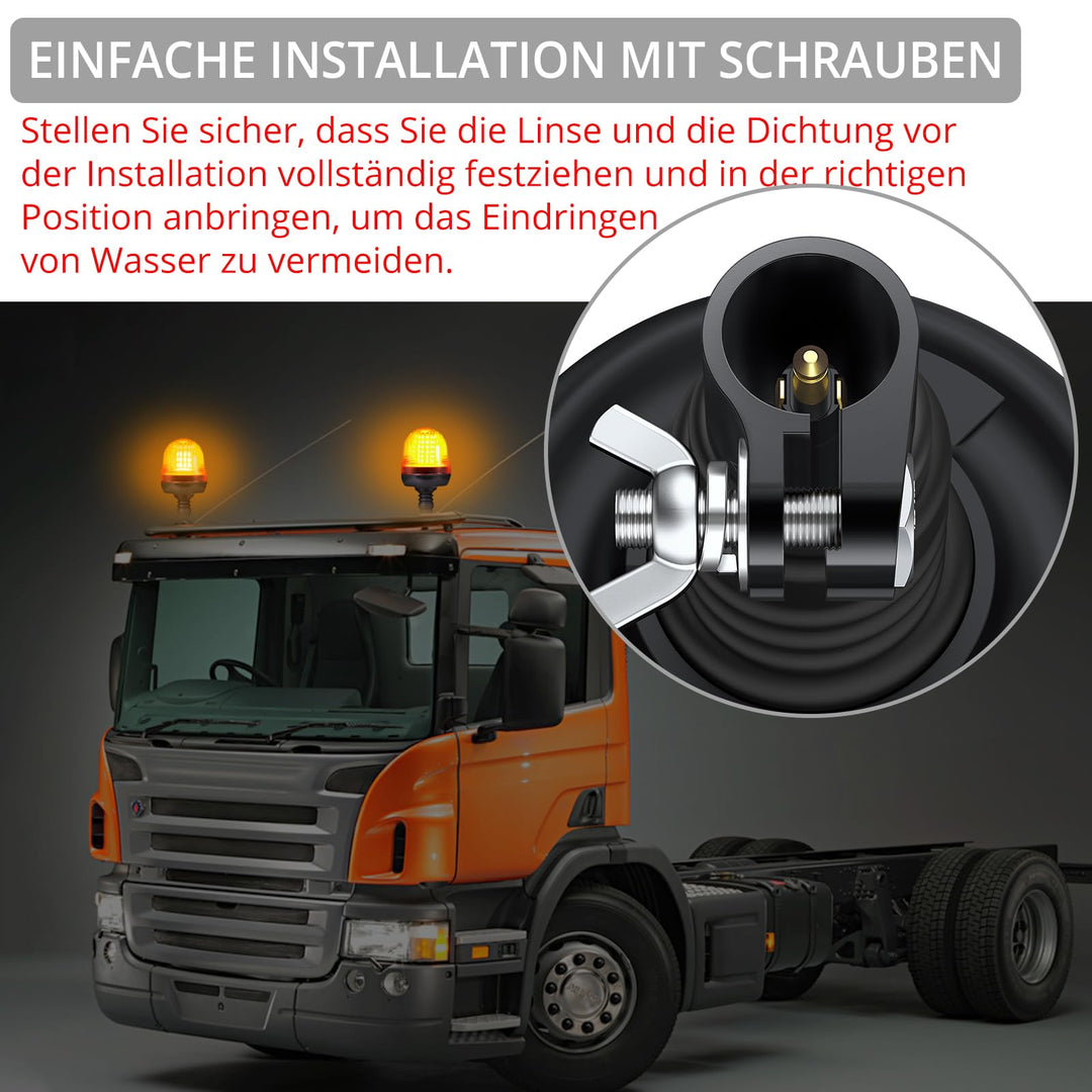 Rundumleuchte LED Amber 60 LEDs 12V/24V 3 Blitzmodi IP56 - Bild 7