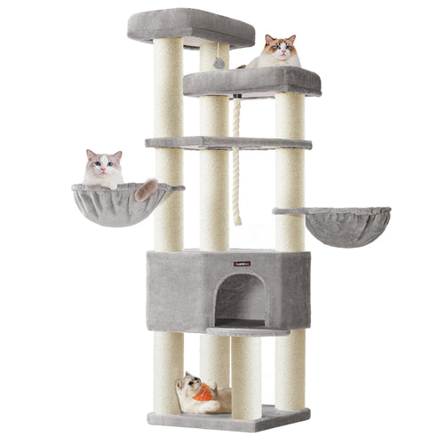 Kratzbaum XXL Sisal 186 cm hoch 5 Ebenen für mehrere Katzen