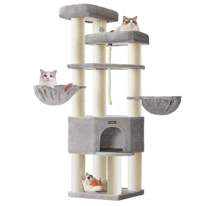 Kratzbaum XXL Sisal 186 cm hoch 5 Ebenen für mehrere Katzen