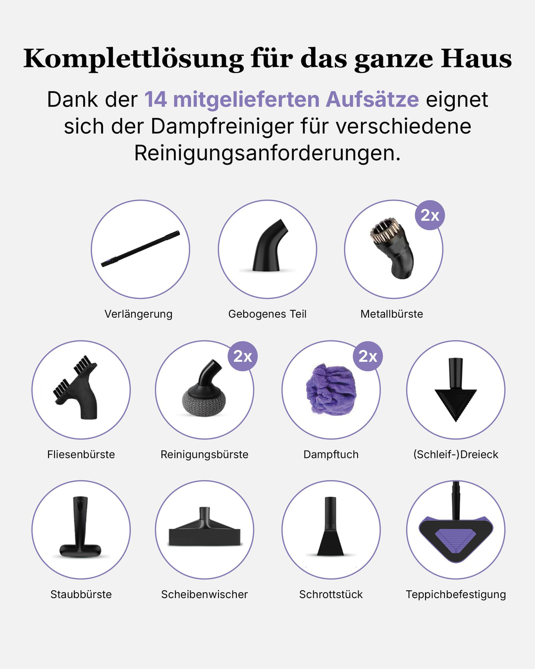 Dampfreiniger 16-in-1 mit 13 Aufsätzen, 120°C, für Böden, Bad &amp; Küche - Bild 10