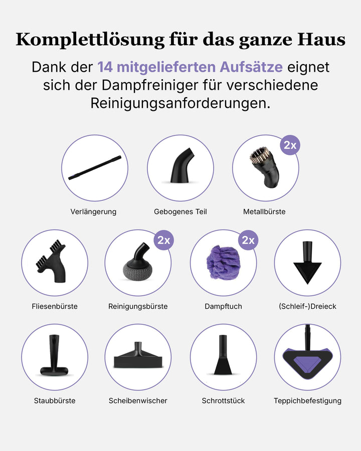 Dampfreiniger 16-in-1 mit 13 Aufsätzen, 120°C, für Böden, Bad &amp; Küche - Bild 10