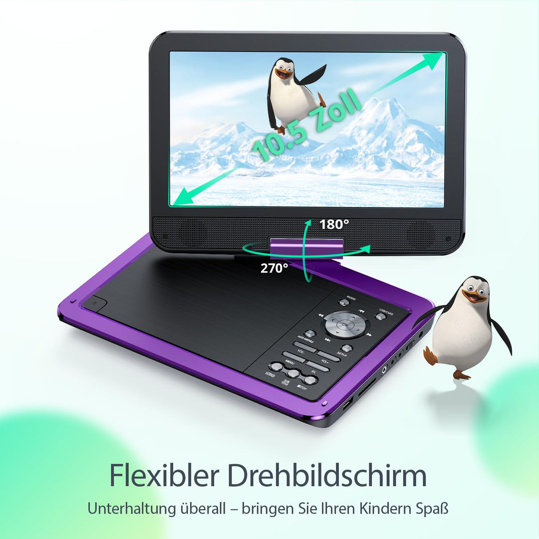 Tragbarer DVD-Player 12,5 Zoll mit 10,5" Schwenkbildschirm fürs Auto - Bild 2
