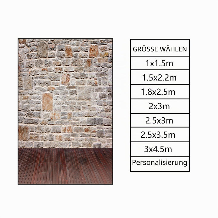 Fotohintergrund Vinyl 3x3m Steinwand Ziegelmauer Holzboden Studio - Bild 6