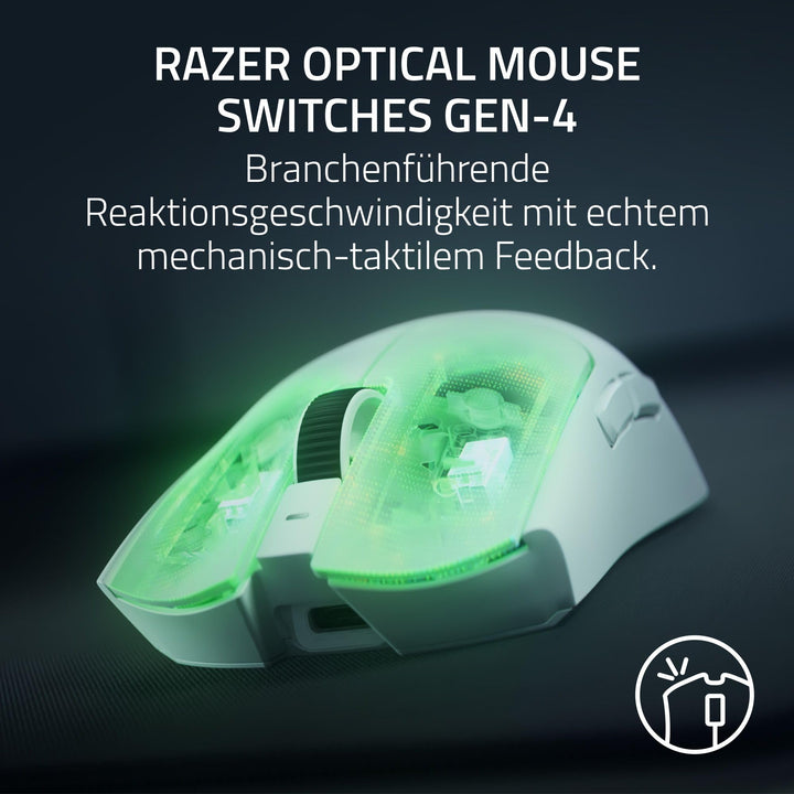 Gaming-Maus kabellos ultraleicht 50g 8kHz 50K Sensor weiss - Bild 9
