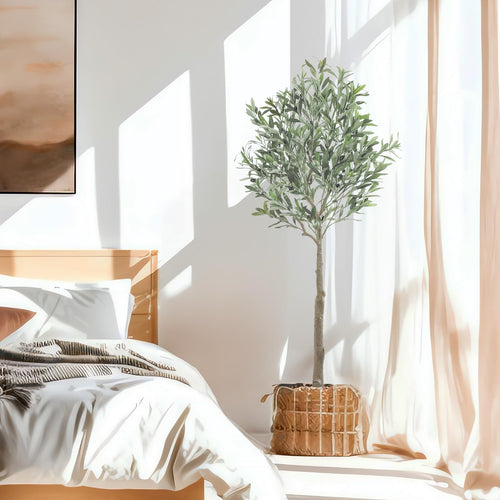 Kunstolivenbaum 150 cm mit Zementsockel und schwarzen Oliven
