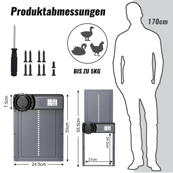 Automatische Hühnerklappe Aluminium mit Timer und Einklemmschutz - Bild 7