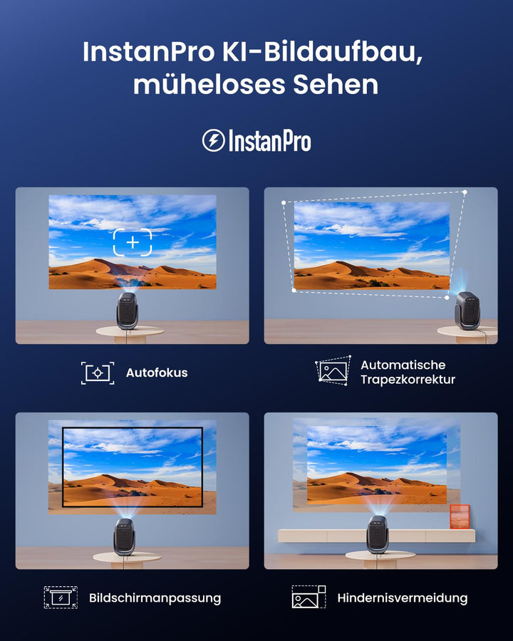 Mini Beamer Full HD 1080P mit Gimbal-Ständer, Netflix, Autofokus - Bild 5