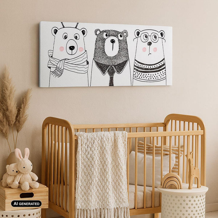 Leinwandbild Schwarz-Weiss Kindermotiv 120x50 cm aufhaengefertig - Bild 4