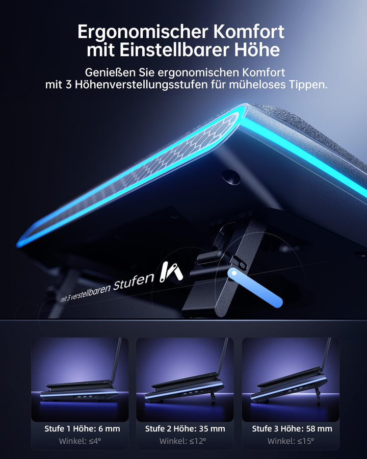 Laptop Kühlpad 15–19 Zoll mit Turbolüfter, RGB und 3x USB 3.0 - Bild 5