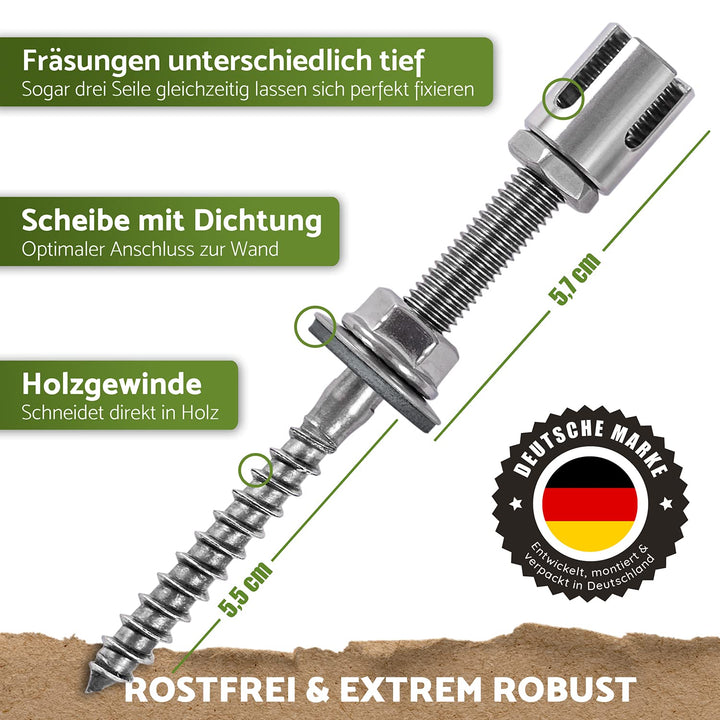 Rankhilfe Edelstahl Komplettset 8 Halter 12,5m Seil für Kletterpflanzen - Bild 4