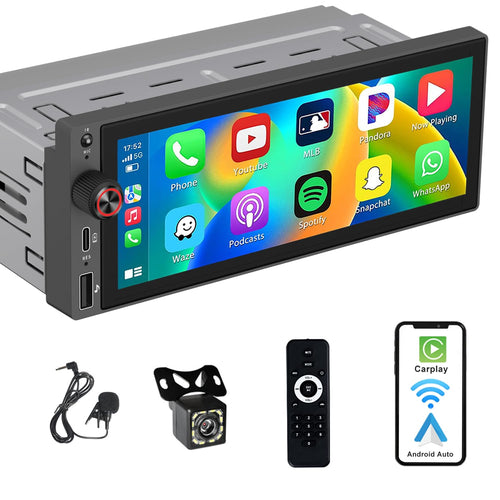 Autoradio 1-DIN 6,9" Touchscreen mit Wireless CarPlay & Android Auto