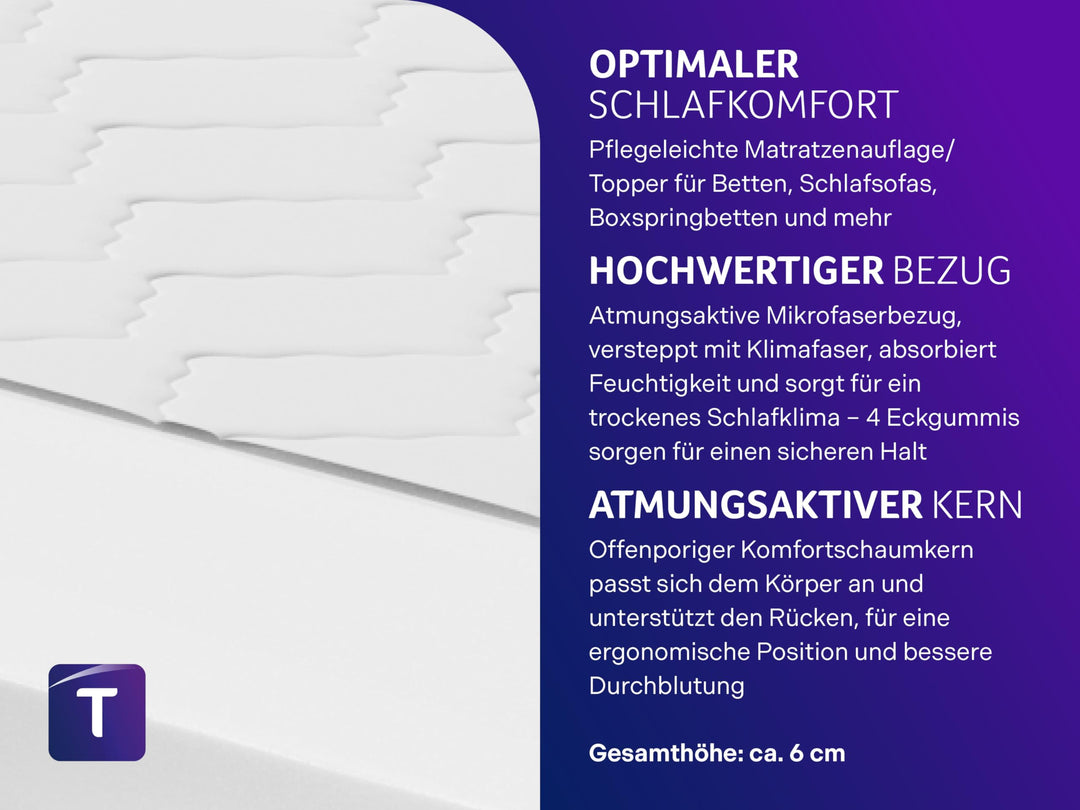 Matratzentopper Kaltschaum orthopädisch 180x200 cm atmungsaktiv - Bild 3