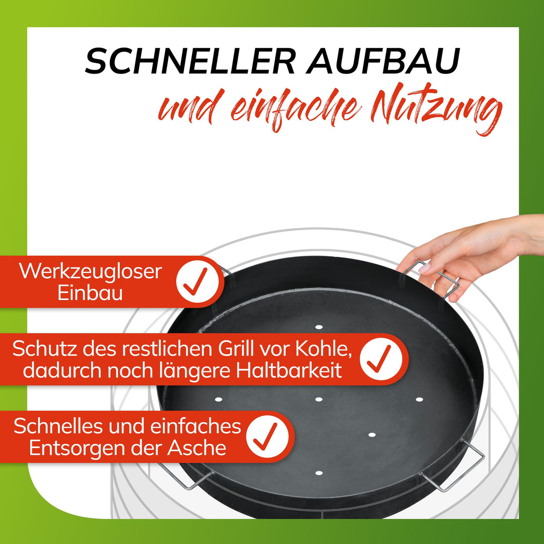 Kohlenschale emaillierter Stahl 60 cm für Gabionen-Feuerstellen - Bild 5