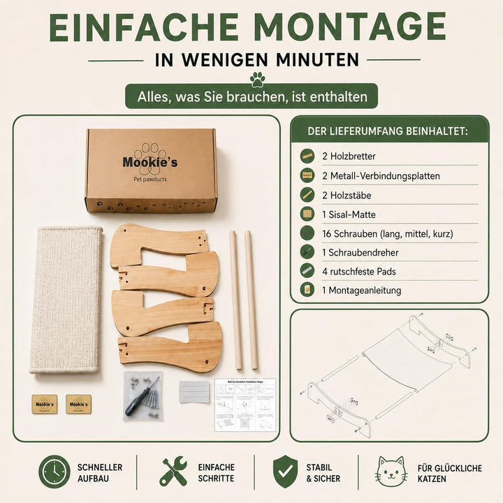 Katzen-Kratzbett Massivholz Natursisal 67x42 cm 2-in-1 Liege - Bild 8