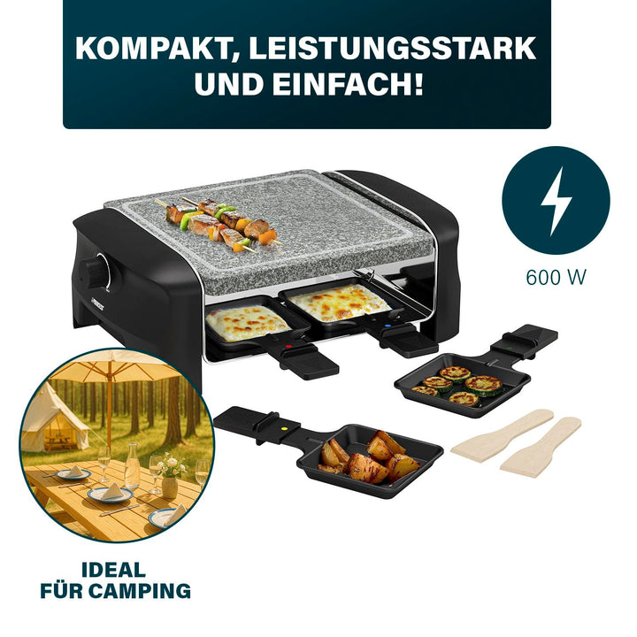 Raclette-Grill Steinplatte 21x21cm 600W fuer 4 Personen - Bild 3