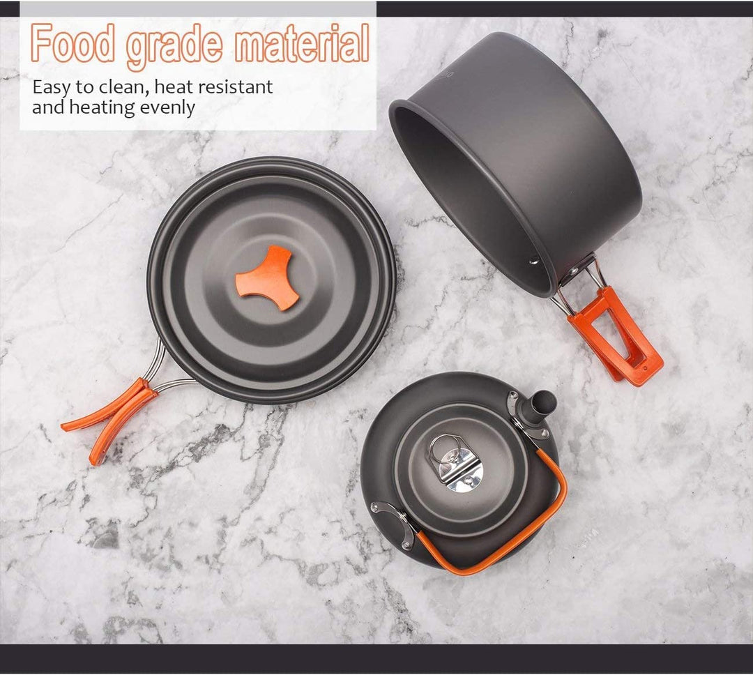 Camping Kochgeschirr Set Aluminium 14-teilig mit Kaffeekanne - Bild 7