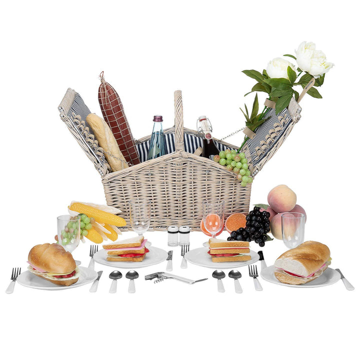 Picknickkorb Weide 23-teilig für 4 Personen mit Keramiktellern - Bild 6