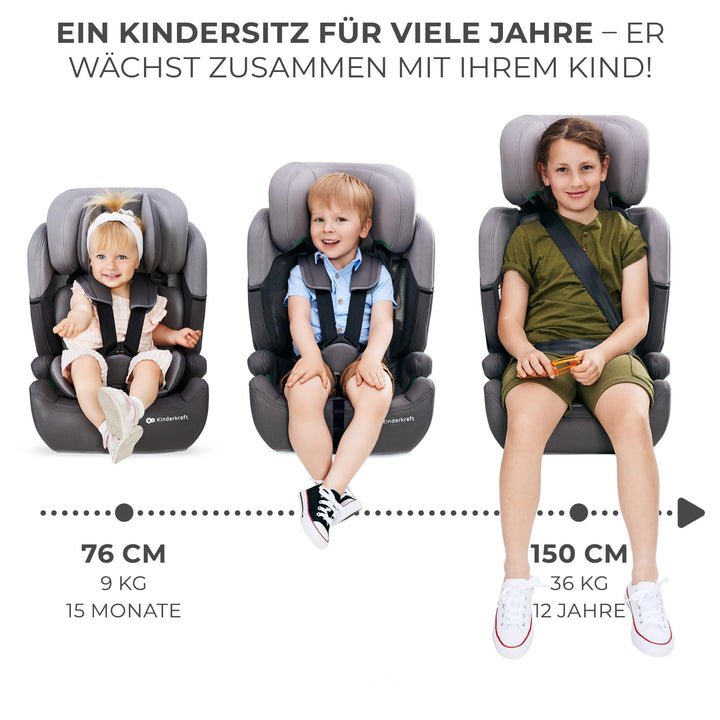 Kindersitz i-Size 76-150 cm 9-36 kg mit 11-facher Kopfstütze Grün - Bild 5