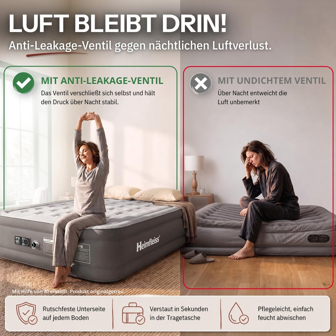 Luftmatratze selbstaufblasend 150x200 cm 46 cm Höhe für 2 Personen - Bild 3