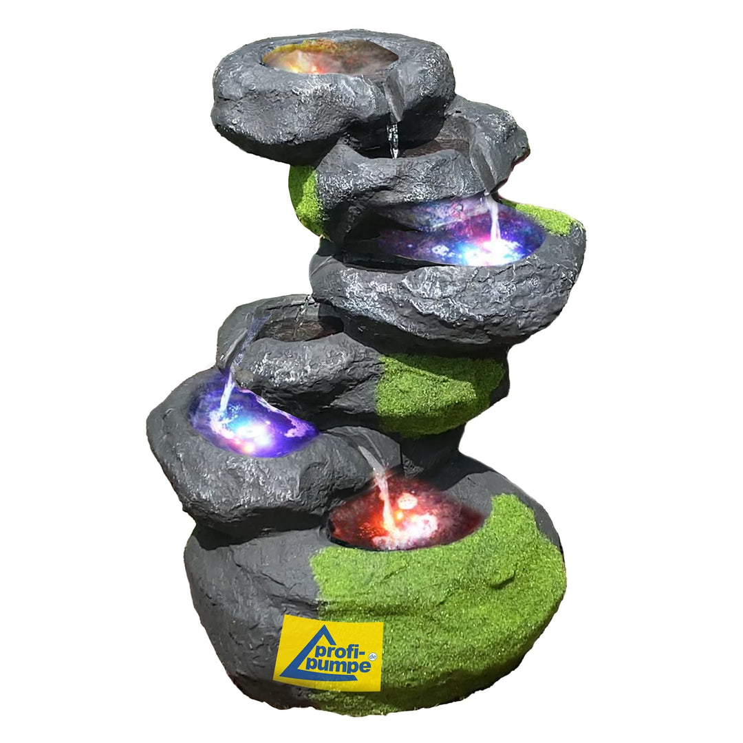 Kaskadenbrunnen Fels-Optik mit RGB-LED-Beleuchtung und Pumpe 64 cm - Bild 4